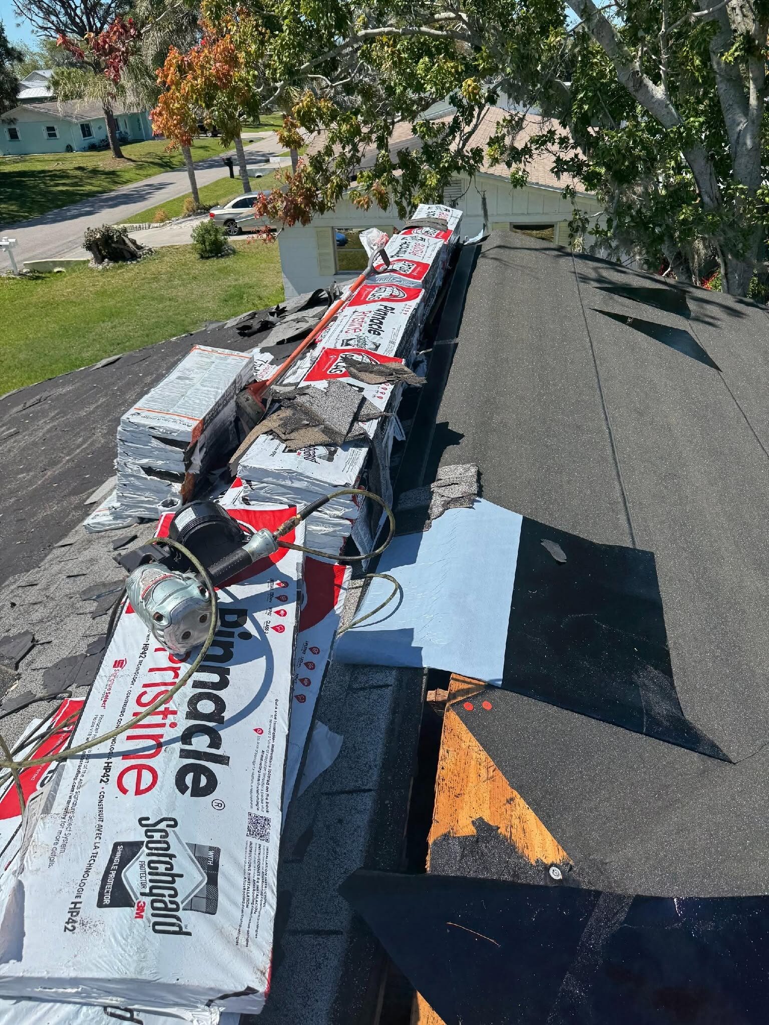 Shingle tear-off and gutter apron prep